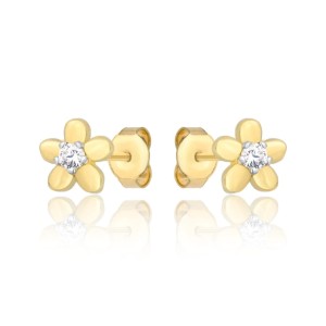 Złote kolczyki cyrkonie kwiatki białe pr. 333 2.1179