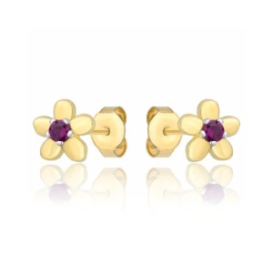 Złote kolczyki cyrkonie kwiatki czerwone pr. 333 2.1179r