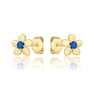 Złote kolczyki cyrkonie kwiatki niebieskie pr. 333 2.1179n