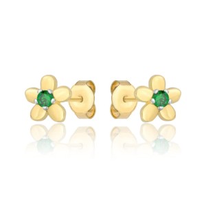 Złote kolczyki cyrkonie kwiatki zielone pr. 333 2.1179g