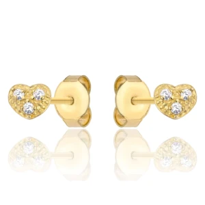Złote kolczyki serduszka z cyrkoniami pr. 333 3.2343