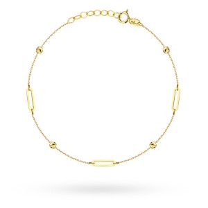 Bransoletka złota diamentowane kuleczki i długie ogniwa