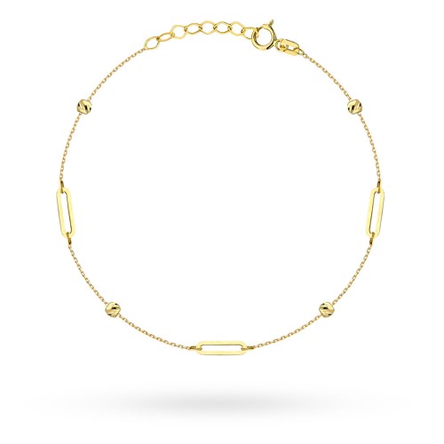 Bransoletka złota diamentowane kuleczki i długie ogniwa