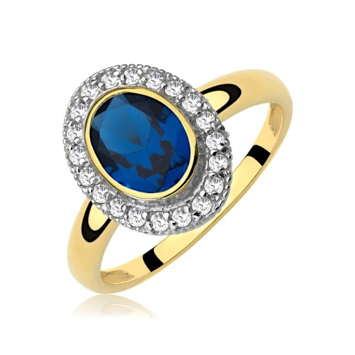 MODNY ZŁOTY PIERŚCIONEK CYRKONIE DUŻY KAMIEŃ