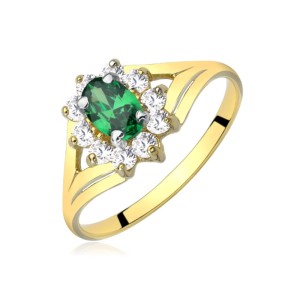 Modny złoty pierścionek z cyrkoniami Markiza szmaragdowa pr. 333 2.982z