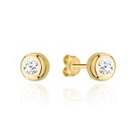 Kolczyki złote mały kamyk otoczony złotem 