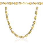 Gold necklace braided in two colors of gold, 45 cm