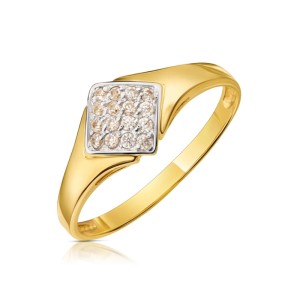 Złoty pierścionek pr. 333 z cyrkoniami kwadrat 2.1296