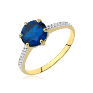 Złoty pierścionek zaręczynowy szafirowa cyrkonia pr. 333 3.1573n