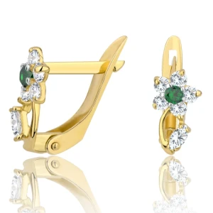 Złote kolczyki dla dziewczynki zielony kamień pr.333 3.2299z