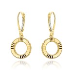 Kolczyki złote wiszące diamentowane kółka