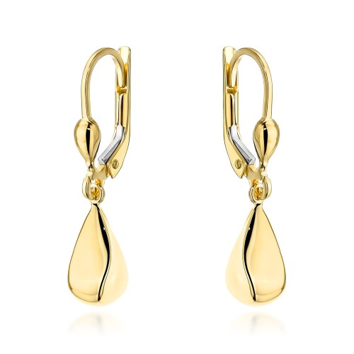 Kolczyki złote geometryczne łezki na angielskim zapięciu