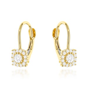 Kolczyki złote zdobione cyrkoniami na angielskim zapięciu