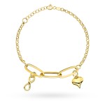 Bransoletka złota z długimi ogniwami i wiszącym sercem i znakiem nieskończoności