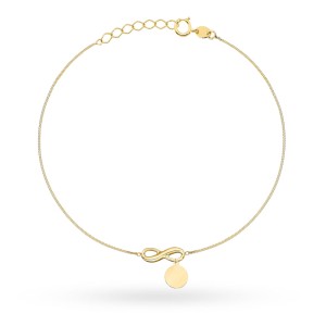 Bransoletka złota z pełnym kółkiem i znakiem nieskończoności