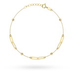 Bransoletka złota podwójne ogniwa i diamentowane kulki