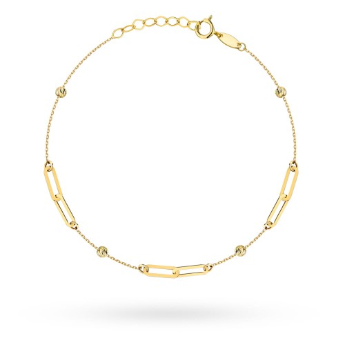 Bransoletka złota podwójne ogniwa i diamentowane kulki