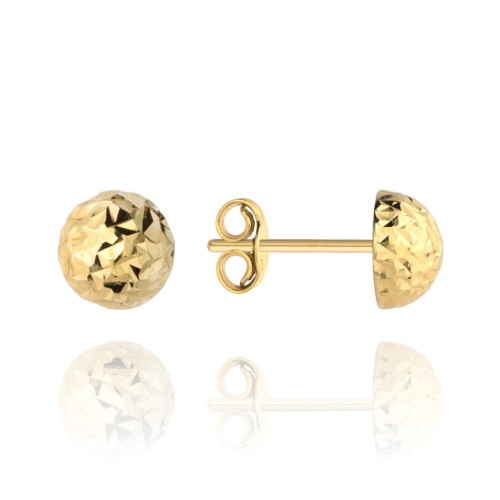 Kolczyki pół kulki śr. 7 mm na sztyfcie diamentowane super lekkie