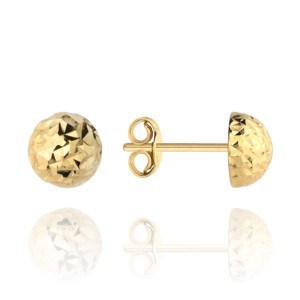 Kolczyki pół kulki śr. 8 mm na sztyfcie diamentowane super lekkie