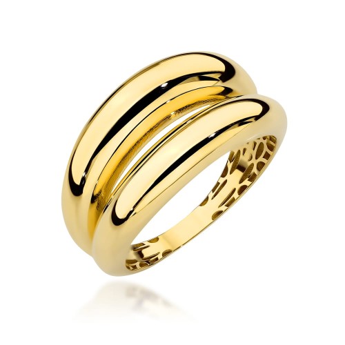 Pierścionek złoty elegancki z podwójną szyną