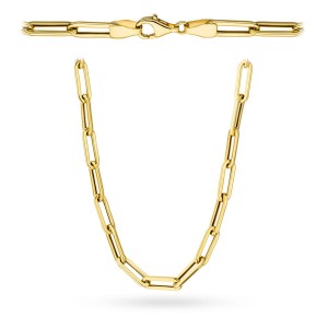 Gold necklace, long oval links, 45 cm