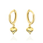 Kolczyki złote kółeczka z gładkim sercem