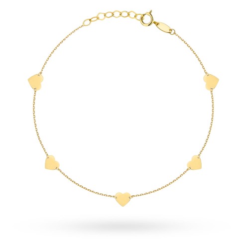 Bransoletka złota pełne serduszka