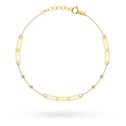 Bransoletka złota splecione ogniwa i diamentowane kulki