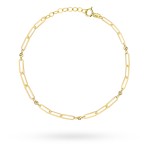 Bransoletka złota ogniwa z gładkimi i diamentowanymi kulkami