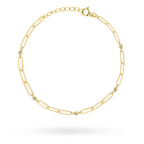 Bransoletka złota ogniwa z gładkimi i diamentowanymi kulkami