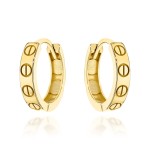 Gold hoop earrings with decoration