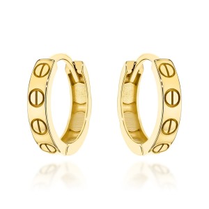 Kolczyki złote kółeczka ze zdobieniem