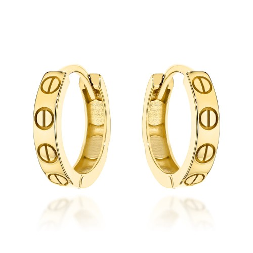 Kolczyki złote kółeczka ze zdobieniem