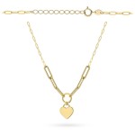 Naszyjnik złoty z ogniwami i wiszącym sercem