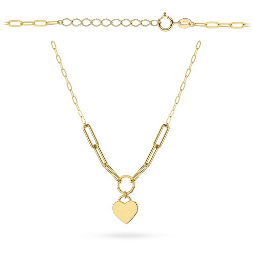 Naszyjnik złoty z ogniwami i wiszącym sercem