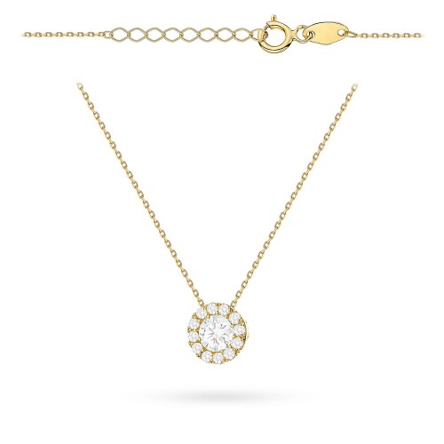Naszyjnik złoty kółko wysadzane cyrkoniami z ażurowym tyłem
