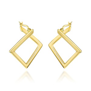 Kolczyki złote geometryczne romby