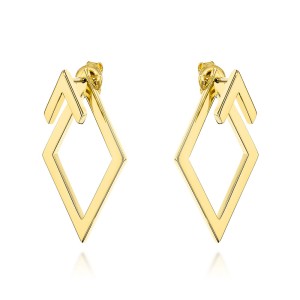 Kolczyki złote trójwymiarowe romby