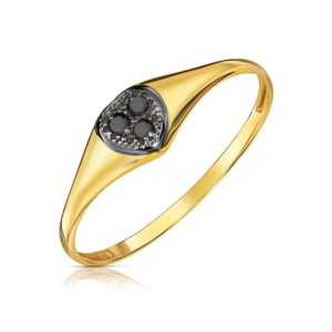 Złoty Pierścionek Serce z  czarnych cyrkonii pr. 333 1.1249c