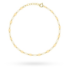 Bransoletka złote ogniwa i owalne elementy