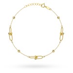 Bransoletka złota splecione ogniwa z diamentowanymi kulkami