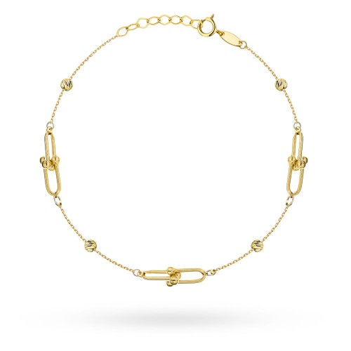 Bransoletka złota splecione ogniwa z diamentowanymi kulkami