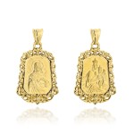 Gold double-sided scapular medallion in a decorative frame