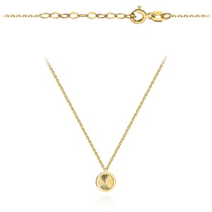 Naszyjnik złoty diamentowane kółeczko w gładkiej oprawie super lekki pr. 585