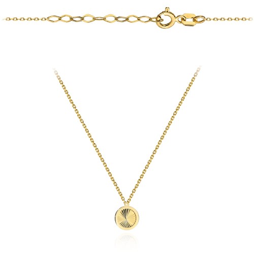 Naszyjnik złoty diamentowane kółeczko w gładkiej oprawie super lekki pr. 585