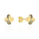 Kolczyki złote koniczynki z diamentowanymi promieniami