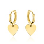 Kolczyki złote kółeczka z wiszącym sercem