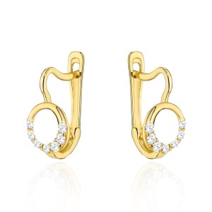 Kolczyki złote kółeczka z cyrkoniami na dole