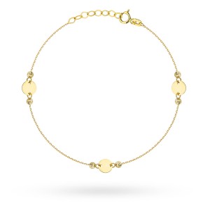 Bransoletka złota pełne kółeczka i diamentowane kulki