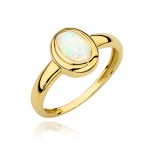 Gold oval opal ring in a smooth setting